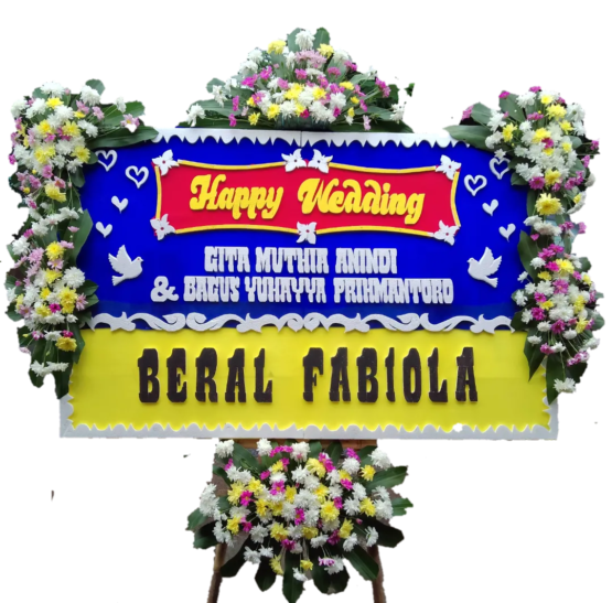 Karangan Bunga Papan heppy wedding
