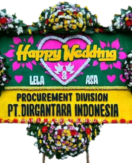 Karangan Bunga Papan happy wedding